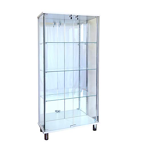 【幅80cm×奥行35cm×高さ86cm】コレクションケース　ホワイト 147007-ID003_1.jpg